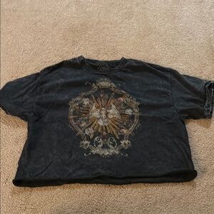 Black Graphic T-Shirt with Angel Design